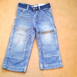 Baby GAP Striped Carpenter Jeans Adjustable Waist New Size 2T